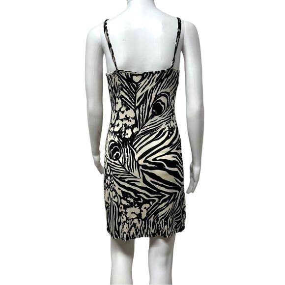 VINTAGE Hale Bob 90s Y2K 2000s Feather Print Slinky Sheer Sexy Slip Dress S XS - Picture 9 of 14